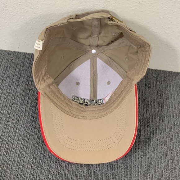 TSC Tractor Supply Co Baseball Hat Cap Mens Adjustable Beige Red Strapback - Picture 9 of 12